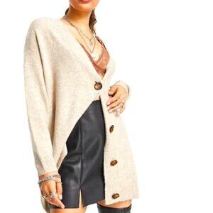 NWOT H&M Beige Long Sweater Cardigan Size S